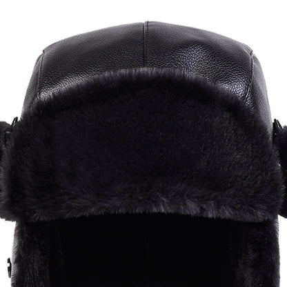 Warm Ski Hat Bomber, Unisex PU Lei Feng Hat, Winter Earflap Hat for Snow Activities