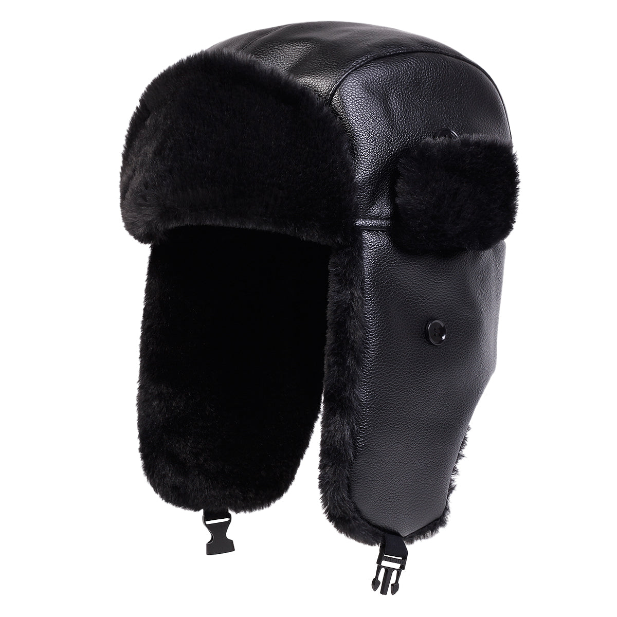 Warm Ski Hat Bomber, Unisex PU Lei Feng Hat, Winter Earflap Hat for Snow Activities