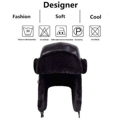 Warm Ski Hat Bomber, Unisex PU Lei Feng Hat, Winter Earflap Hat for Snow Activities