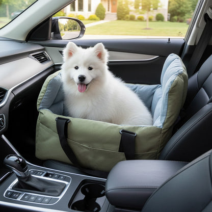 Portable Dog Car Seat, Pet Puppy Booster Travel Bed, Carrier Cushion with Storage Pocket