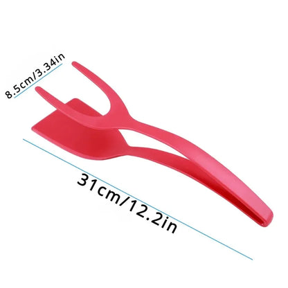 Nylon Grip Flip Tongs, Egg Spatula and Steak Turner Clamp, Pancake Cooking Accessories