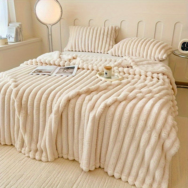 Luxurious Faux Rabbit Fur Throw Blanket Soft Flannel Fabric All Season Warm Cozy Blanket For Couch  7