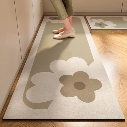 Super Absorbent Kitchen Diatomite Mud Floor Mat, Anti-Slip, Easy to Handle Carpet
