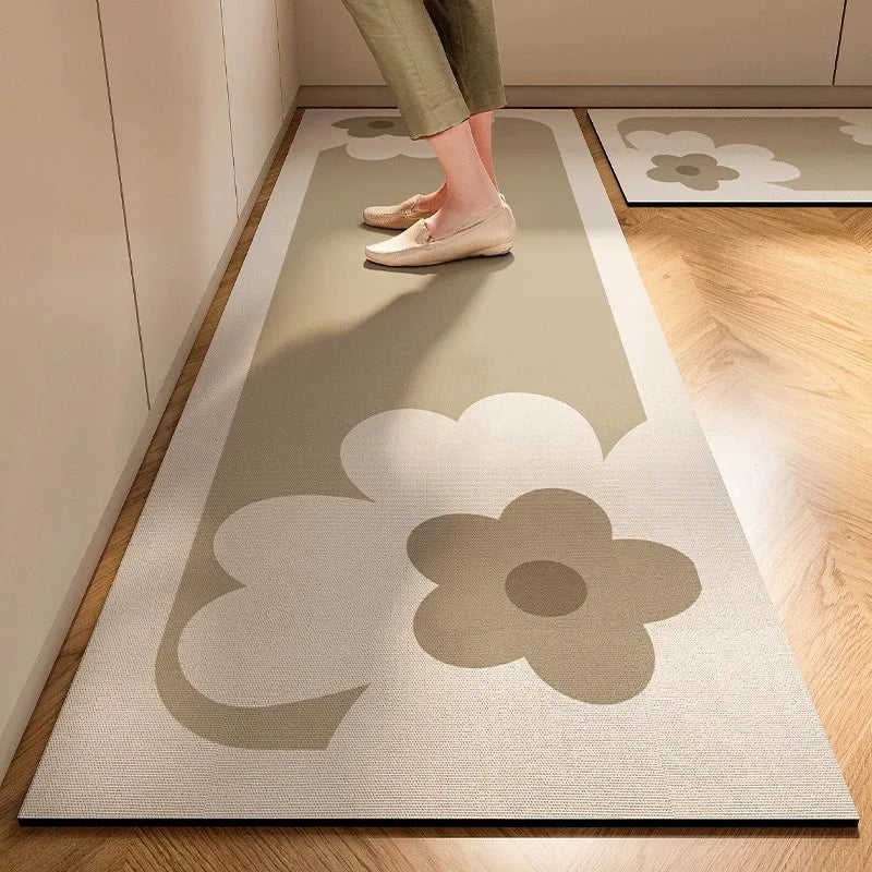 Super Absorbent Kitchen Diatomite Mud Floor Mat, Anti-Slip, Easy to Handle Carpet