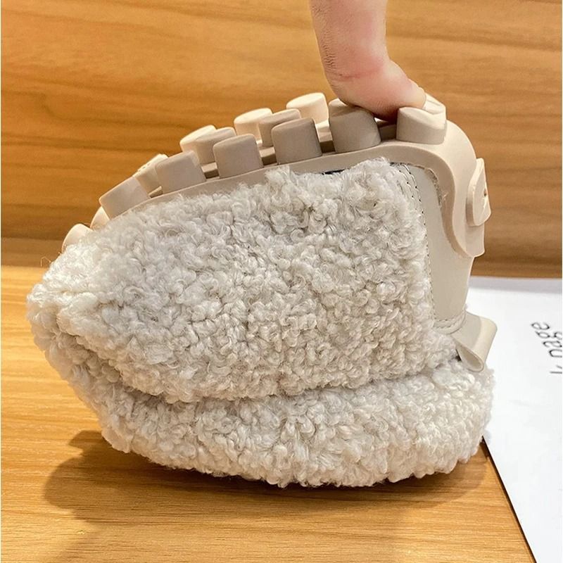 Womens Plush Shearling Winter Flats Warm Lambswool Slip On Loafers Cotton Lined Comfort Shoes 4