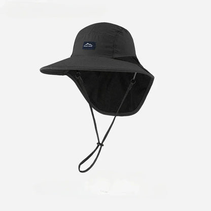 Quick-Drying Panama Bucket Hat with Tied Neck Protection for Outdoor Activities