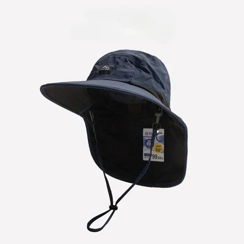Quick-Drying Panama Bucket Hat with Tied Neck Protection for Outdoor Activities