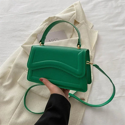 PU Leather Messenger Tote For Women Small Solid Color Handbag With Shoulder Strap 5