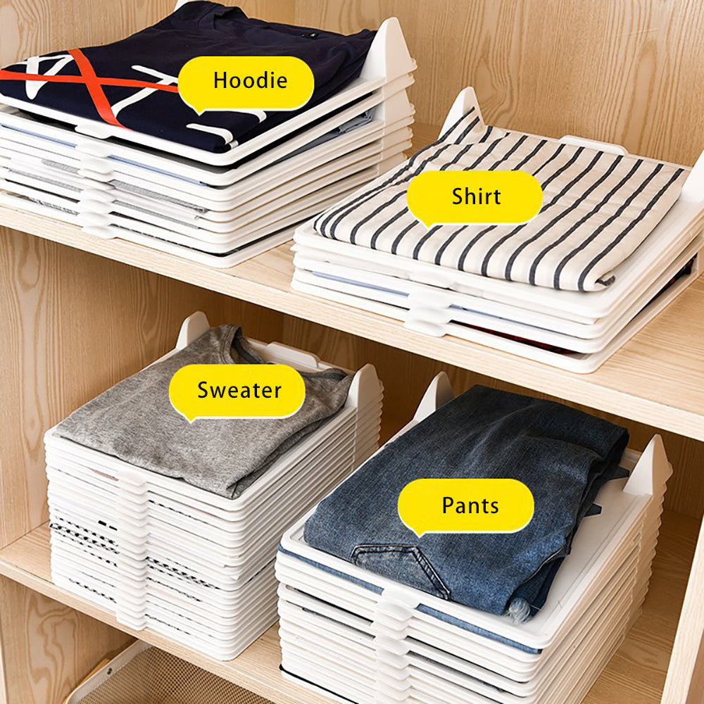 Layered Folding Clothes Storage Board, T-Shirt Organizer Rack for Home Wardrobe, Pants Short Sleeve Classification Stack