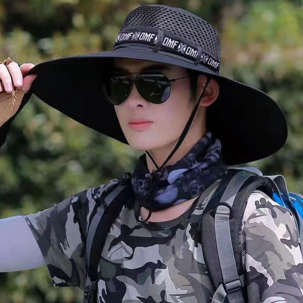 Men Women Breathable Summer Large Sun Hat, UV Protection Mesh Fishing Cap, Hiking and Beach Fisherman Hat for Outdoor