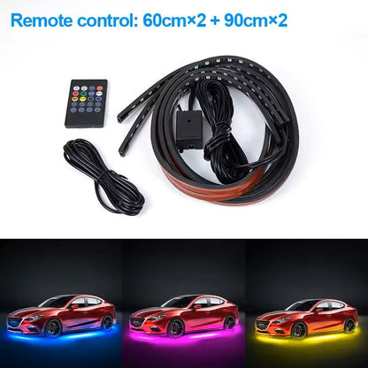 RGB Car Underglow Neon Light Kit 4Piece SoundActive Colored Accent Strip Ambient Lighting APP Contr 3