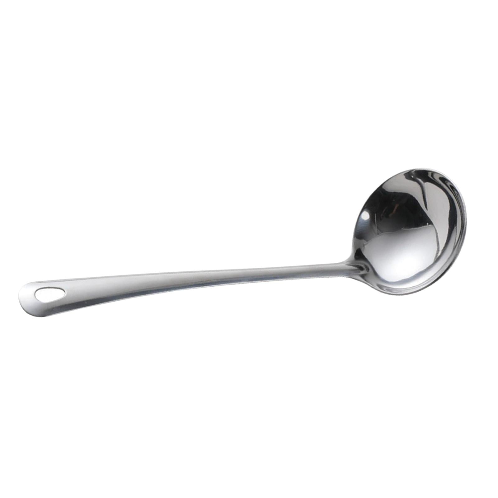 Long Handle Stainless Steel Soup Ladle, Serving Spoon for Sauces, Salad Dressing, Gravy, Pancake Batter