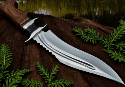 High Carbon Steel Hunting Knife  15 Hammered Blade  Authentic Stag Horn Handle 2