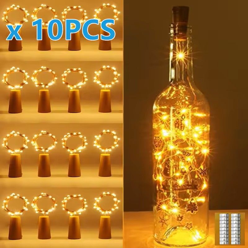 Acrylic LED Wine Bottle Cork String Lights (10 Pack)