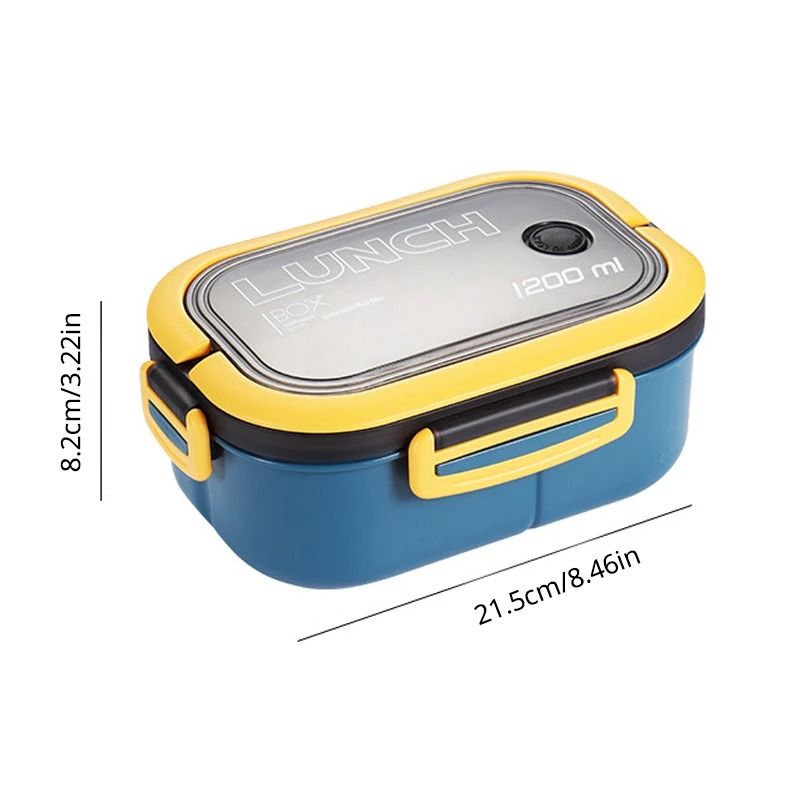 Portable Double Layer Lunch Box With Compartments Microwave Safe Food Container With Fork And Spoon 5