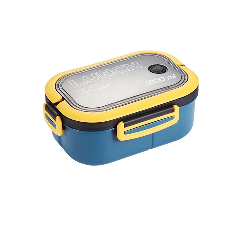 Portable Double Layer Lunch Box With Compartments Microwave Safe Food Container With Fork And Spoon 7