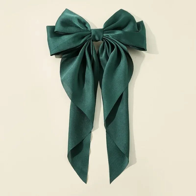Korean Satin Big Bow Hair Clip For Women And Girls Long Ribbon Bowknot Spring Clamp 13