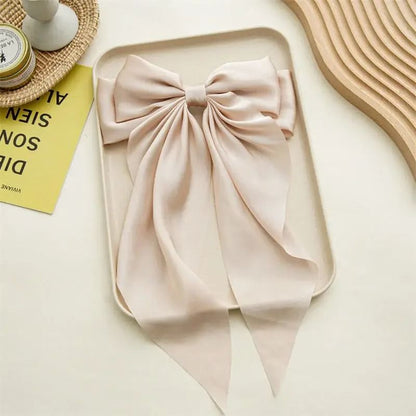Korean Satin Big Bow Hair Clip For Women And Girls Long Ribbon Bowknot Spring Clamp 15