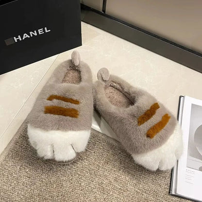 Adorable Kitty Claw Slippers For Women Warm Furry Non Slip Home And Outdoor Fluffy Slides 2
