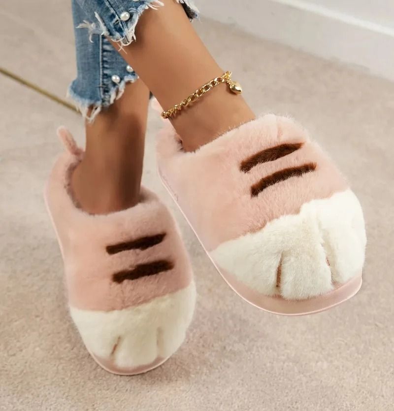 Adorable Kitty Claw Slippers For Women Warm Furry Non Slip Home And Outdoor Fluffy Slides 4