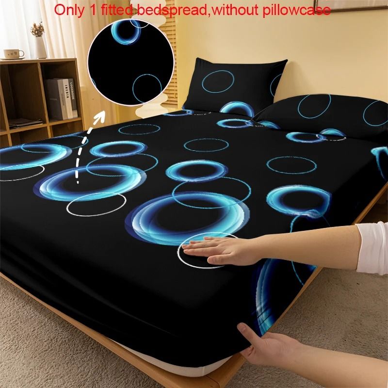 Simple Modern Printed Matte Fitted Sheet Circular Geometry Pattern Bedding Cover