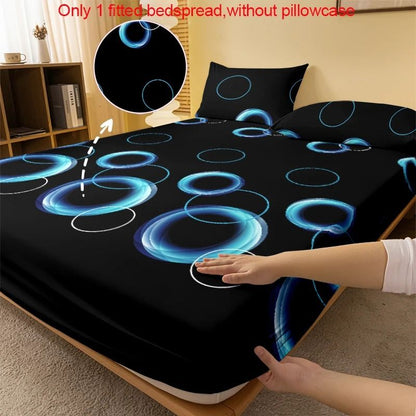 Simple Modern Printed Matte Fitted Sheet Circular Geometry Pattern Bedding Cover