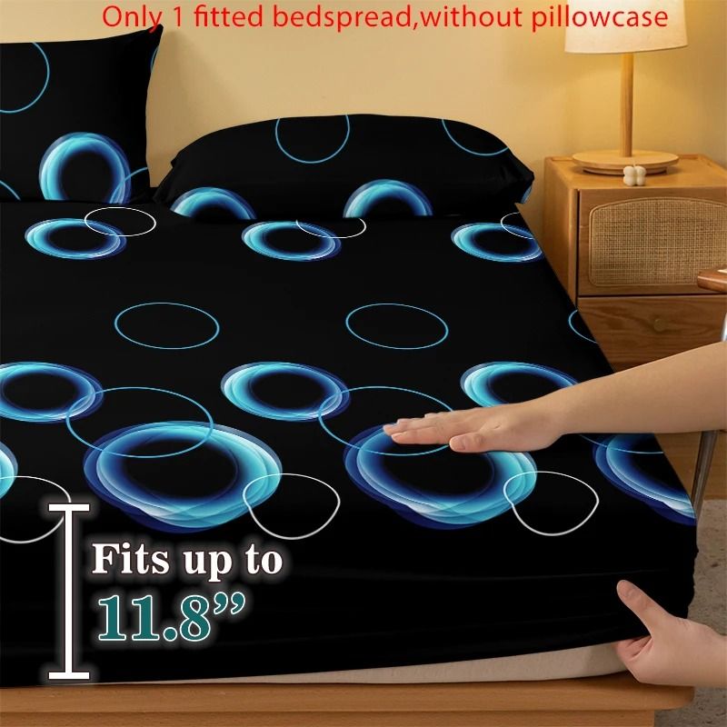 Simple Modern Printed Matte Fitted Sheet Circular Geometry Pattern Bedding Cover 5