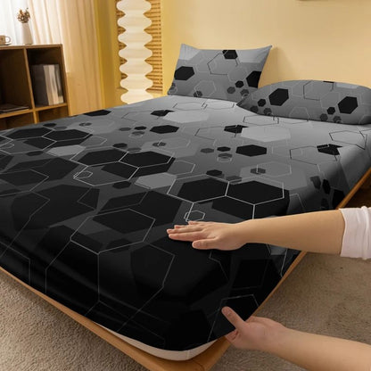 Simple Modern Geometry Printed Matte Fitted Sheet Bedroom Bed Cover Pillowcases Not Included 1