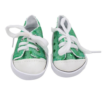 Canvas Denim Baby Doll Sneakers For 18 Inch Dolls 17