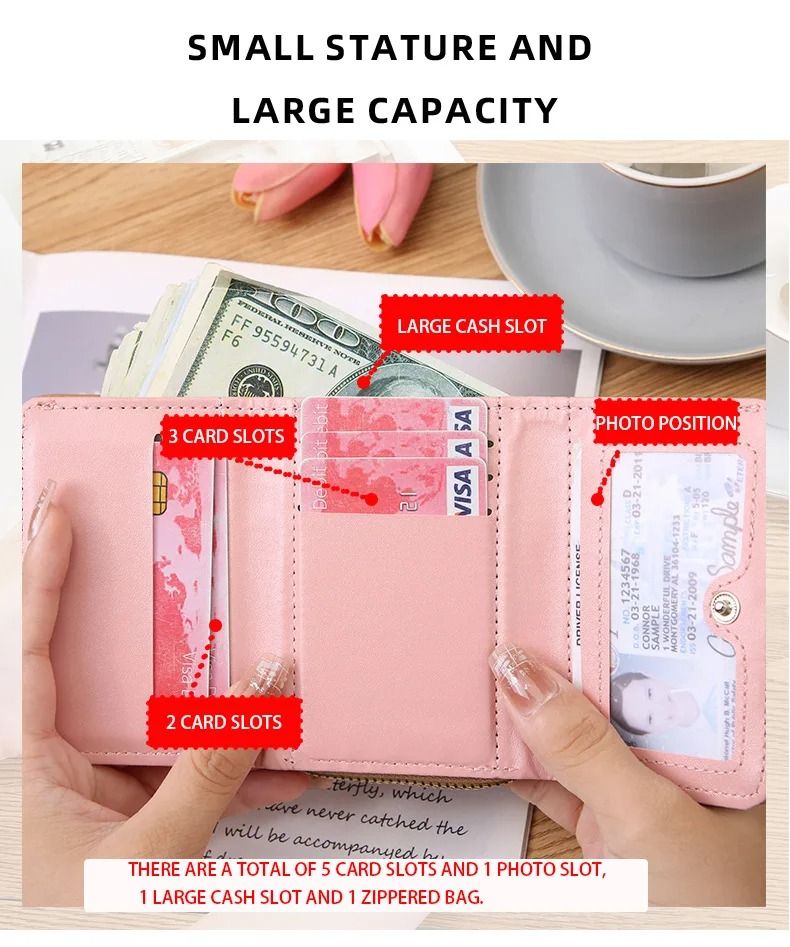 Short Embroidered Love Wallet With Zipper Buckle 3