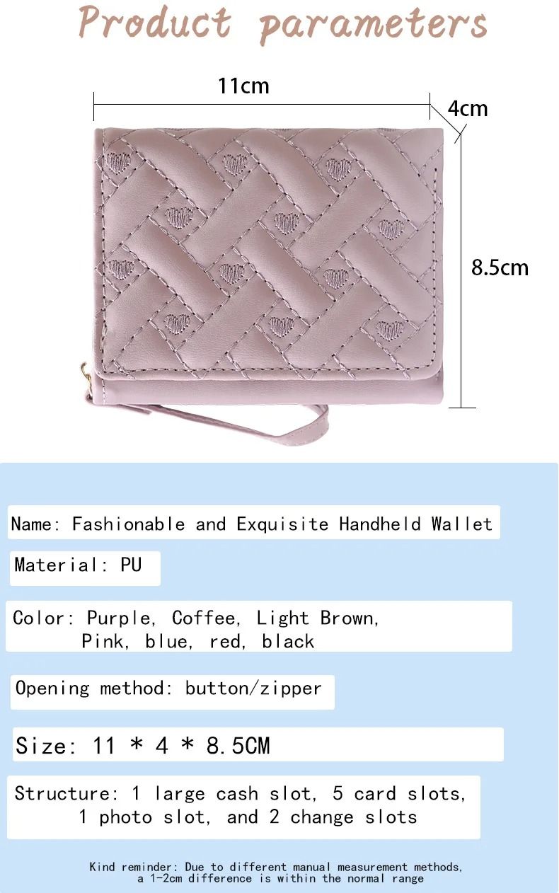 Short Embroidered Love Wallet With Zipper Buckle 4