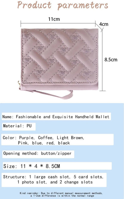 Short Embroidered Love Wallet With Zipper Buckle 4