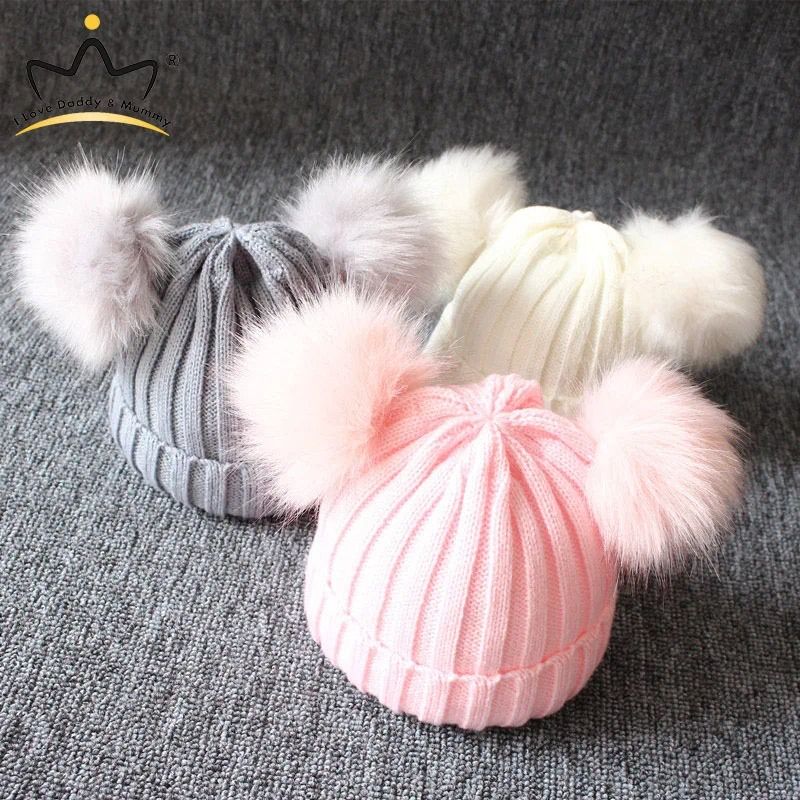 Cute Pompom Knitted Winter Baby Hat
