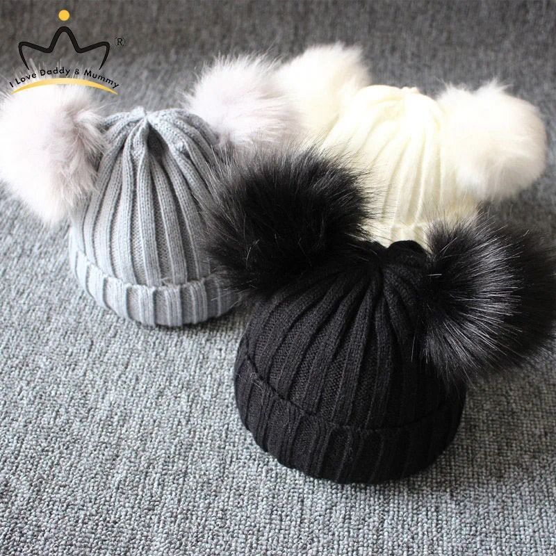 Cute Pompom Knitted Winter Baby Hat 1