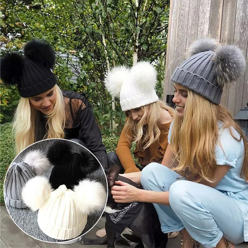 Cute Pompom Knitted Winter Baby Hat 2