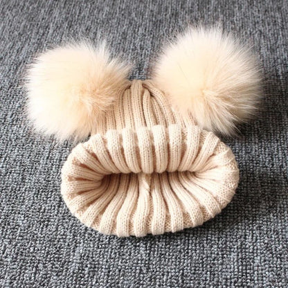 Cute Pompom Knitted Winter Baby Hat 3