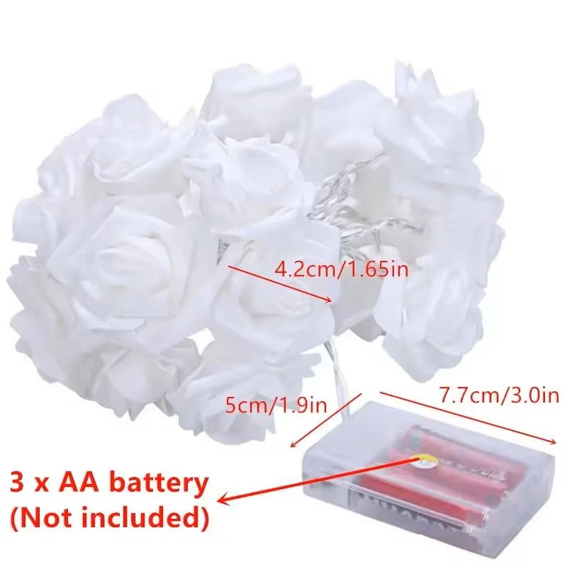 White Rose Flower String Lights 1