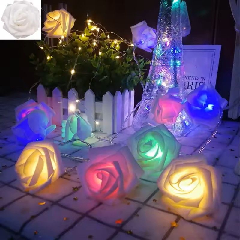 White Rose Flower String Lights 5