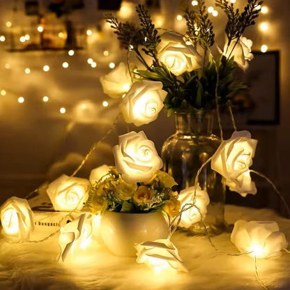 White Rose Flower String Lights 6