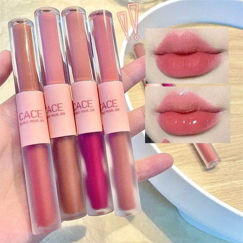 Double End Lip Glaze Gloss and Matte Velvet Long Lasting Lip Color