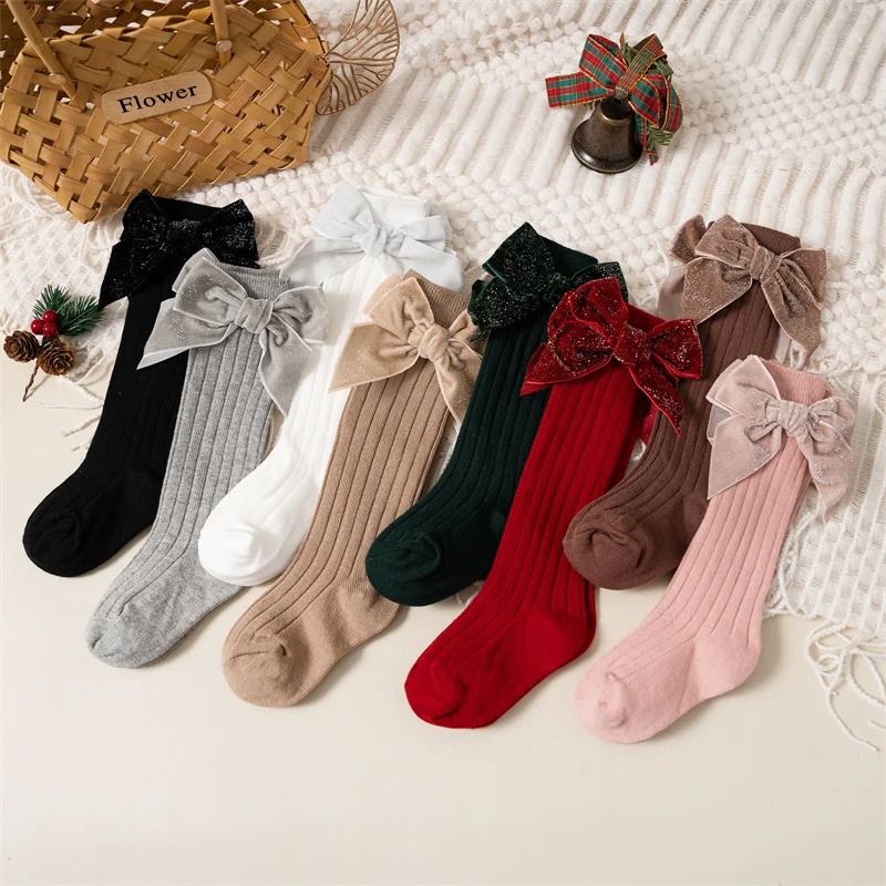 Baby Girls Knee High Bow Socks Soft Cotton Winter And Autumn Kids Socks 1