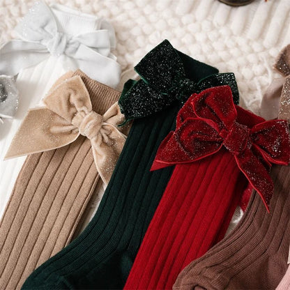 Baby Girls Knee High Bow Socks Soft Cotton Winter And Autumn Kids Socks 4