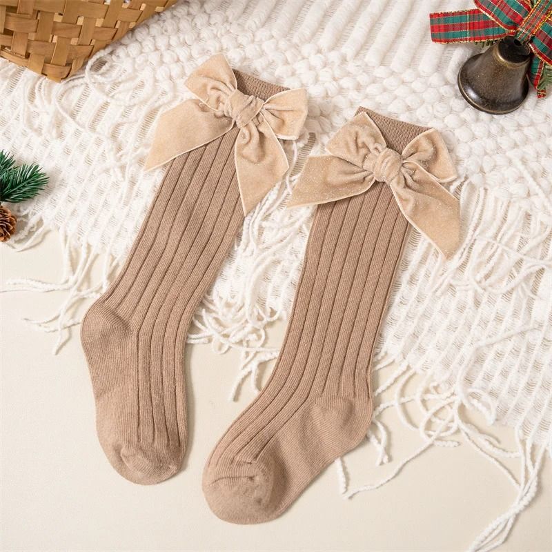 Baby Girls Knee High Bow Socks Soft Cotton Winter And Autumn Kids Socks 12
