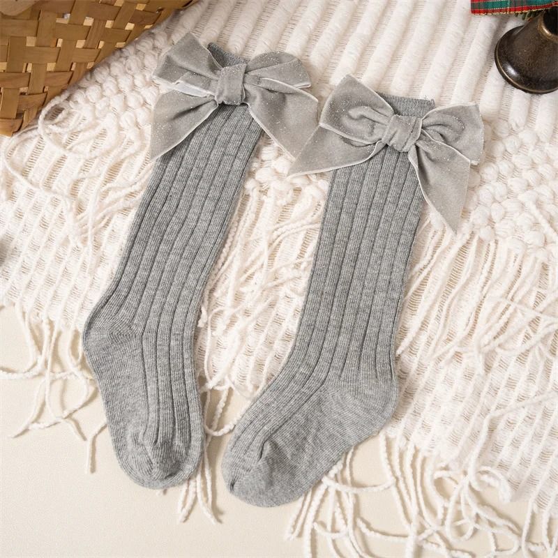 Baby Girls Knee High Bow Socks Soft Cotton Winter And Autumn Kids Socks 6