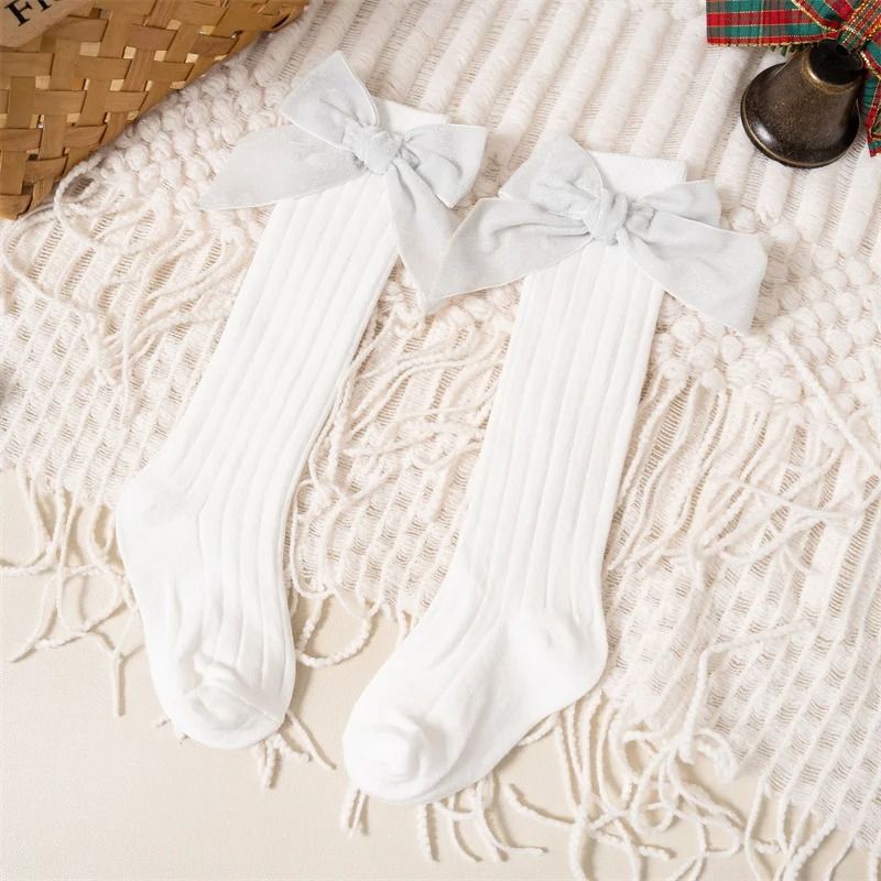 Baby Girls Knee High Bow Socks Soft Cotton Winter And Autumn Kids Socks 7