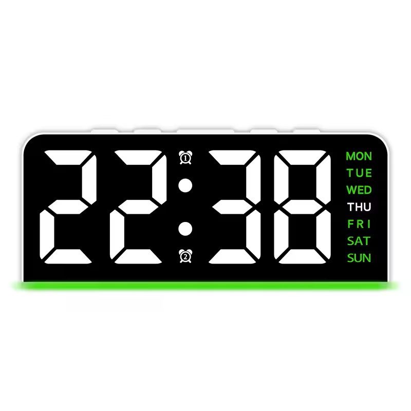 Portable Digital LED Alarm Clock With Date Display Dual Alarms  Night Light 8