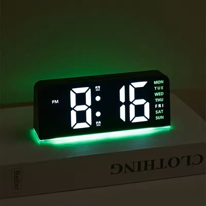 Portable Digital LED Alarm Clock With Date Display Dual Alarms  Night Light 11