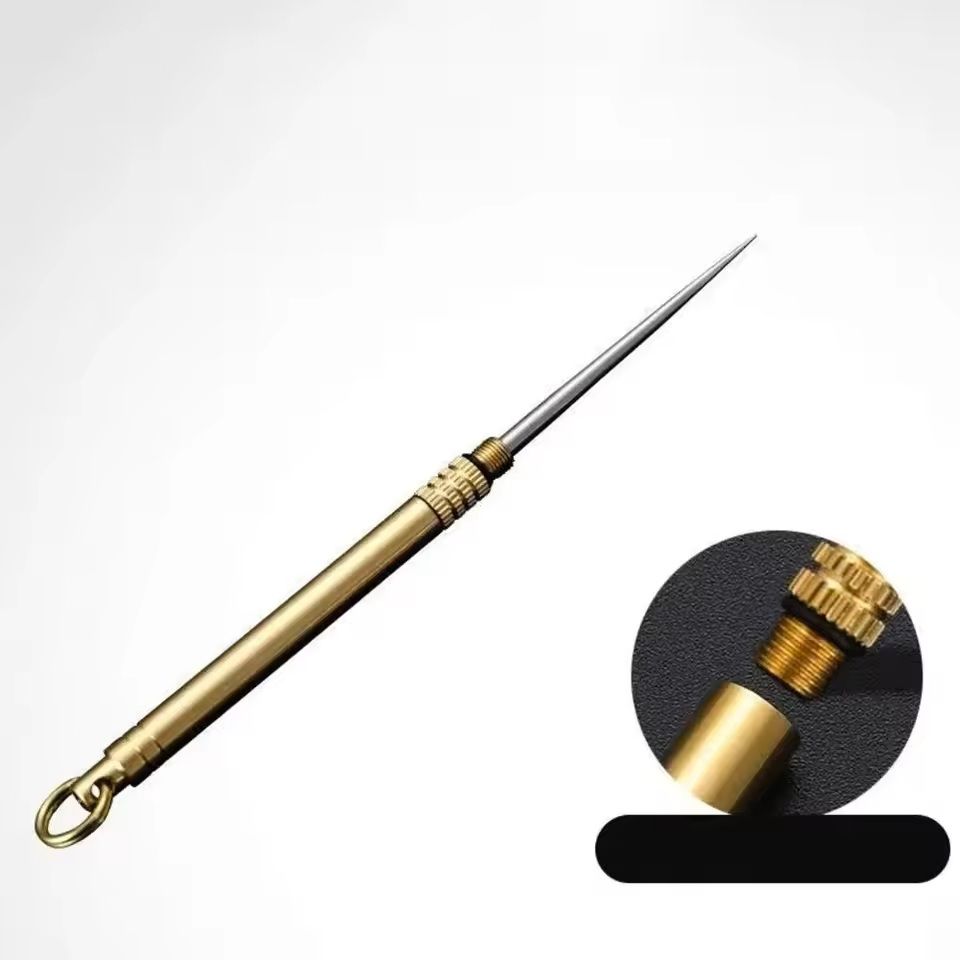Titanium  Brass Portable Toothpick Bottle MultiFunction Fruit Fork  Camping Dental Tool 3