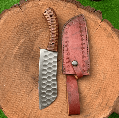 buynow forged kitchen knife with leather sheath