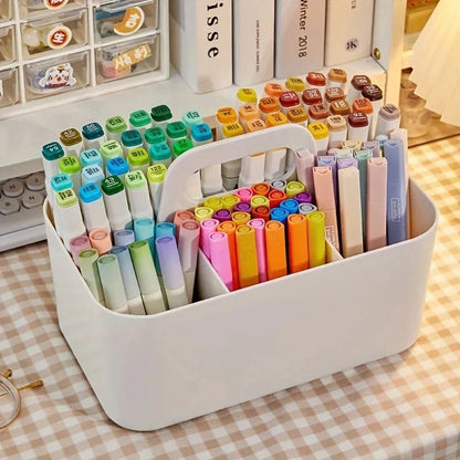 Portable Five Compartment Storage Basket For Desk Organization With Carry Handle 1